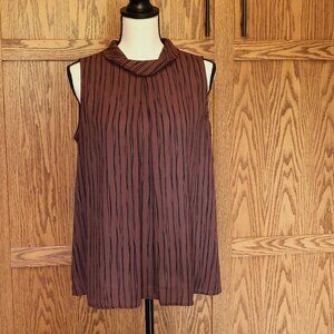 Worthington polyester brown tunic with black stripes medium